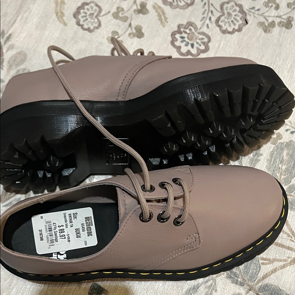 Dr. Martens Women's Blush Pink Leather Lace-Up Platform Boots - Picture 4 of 7